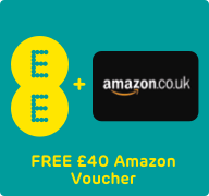 Free £40 Amazon Voucher <small>on phone contracts with a monthly tariff between £31.99 and £47.98. New EE customers only.</small>
